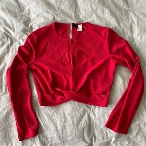 Long sleeve twist front crop top